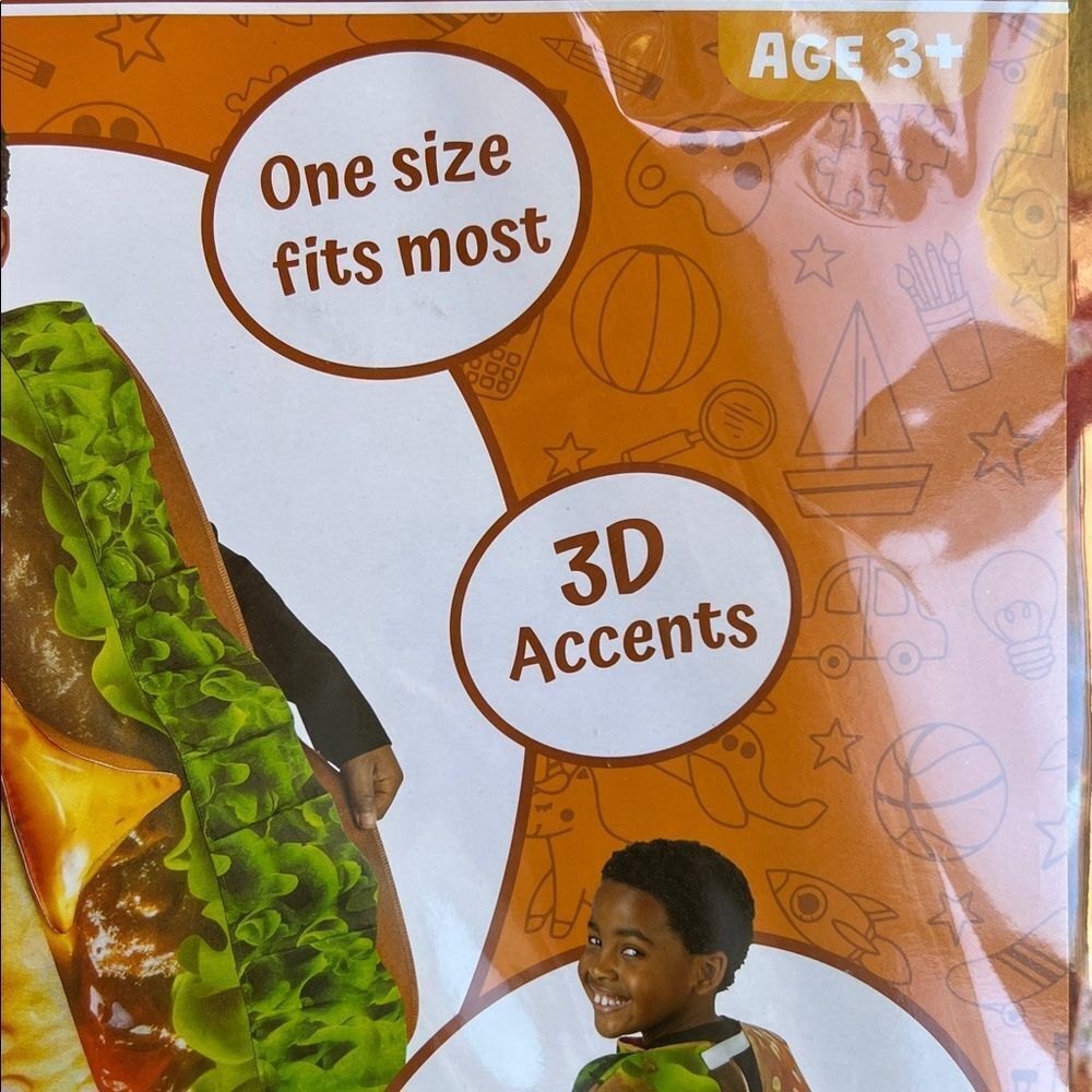 Kids Burger Costume with 3D Accents - Picture 4 of 7